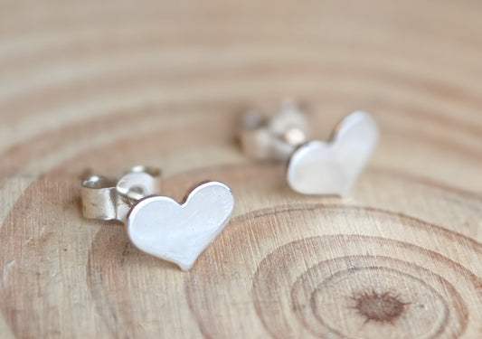 sterling silver wide heart stud earrings