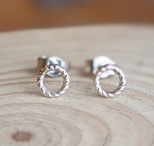 sterling silver 5mm twisted open circle stud earrings