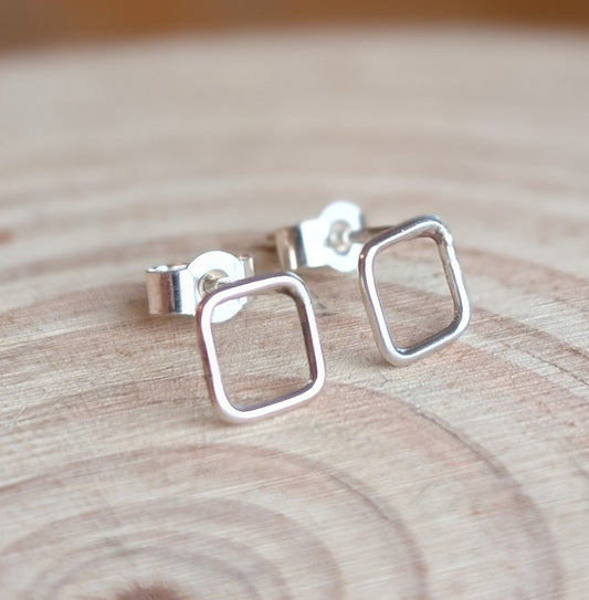 sterling silver open square stud earrings