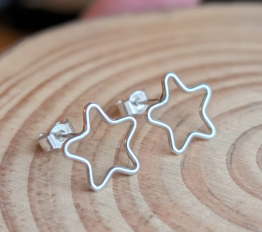 sterling silver open star stud earrings