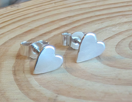 sterling silver heart stud earrings