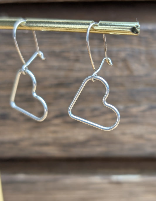 sterling silver 15mm open heart dangle earrings