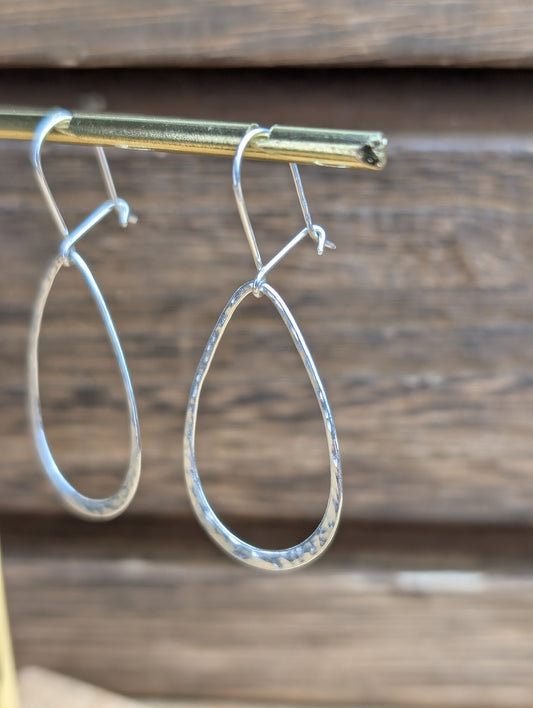 sterling silver hammered teardrop dangle earrings