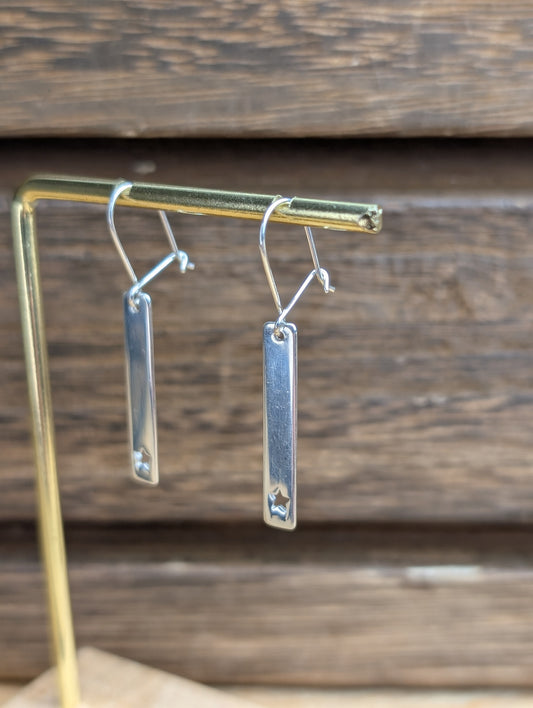 sterling silver star bar dangle earrings