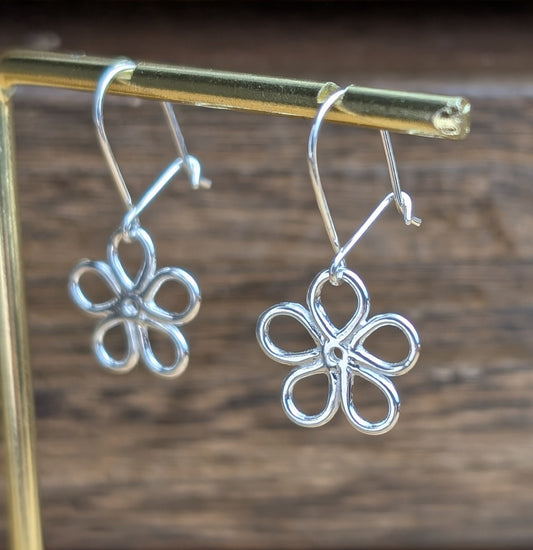 sterling silver flower dangle earrings