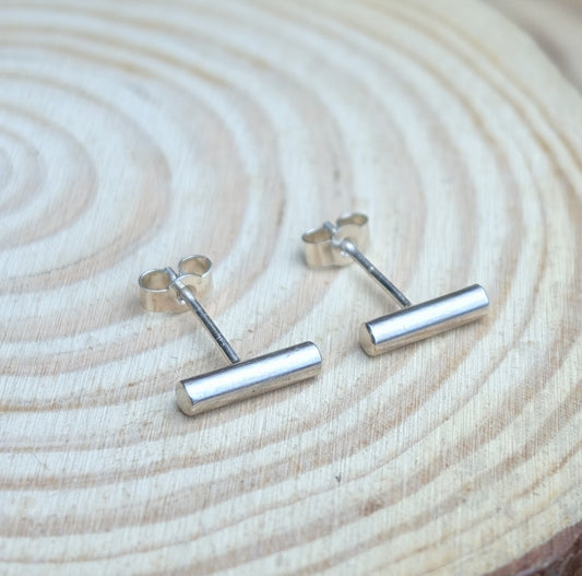 sterling silver round bar stud earrings