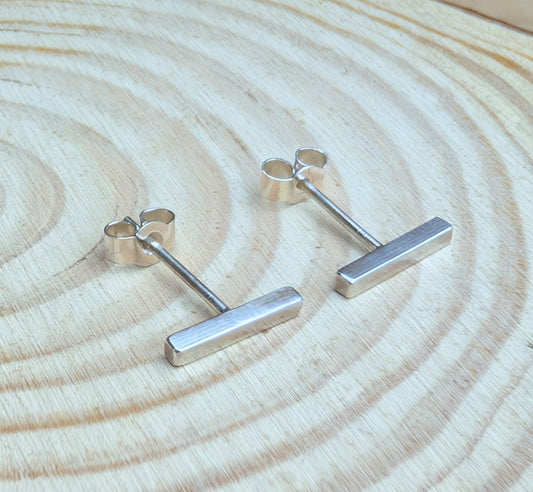 sterling silver square bar stud earrings