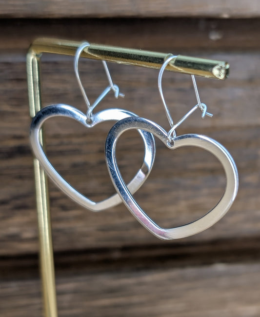 sterling silver open heart dangle earrings