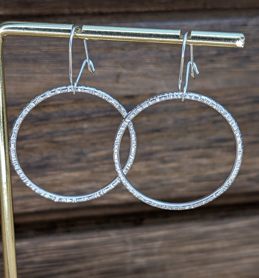 sterling silver large circle dangle earrings