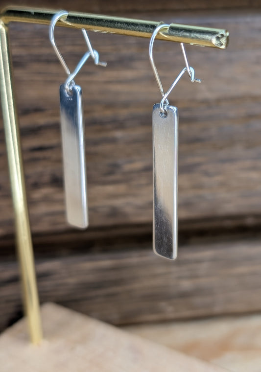 sterling silver 30mm bar dangle earrings